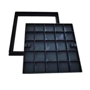 Marco y tapa de fundición dúctil para cámaras auxiliares y telecomunicaciones, disponible en B125, C250, formato doble y versión para hormigonar.